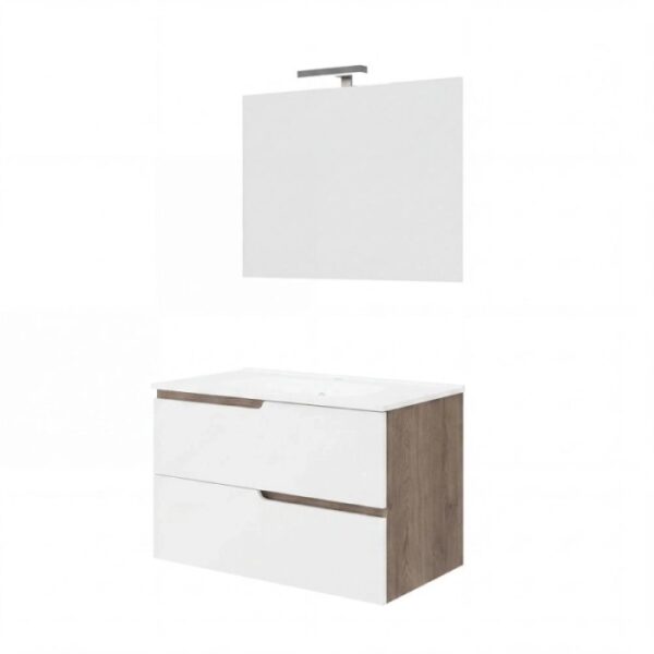 Mobile bagno Porto con lavabo e specchiera noce