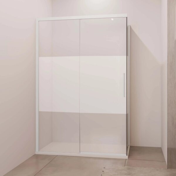 Porta scorrevole dx doccia Lux con fisso 97/100 cm bianco opaco