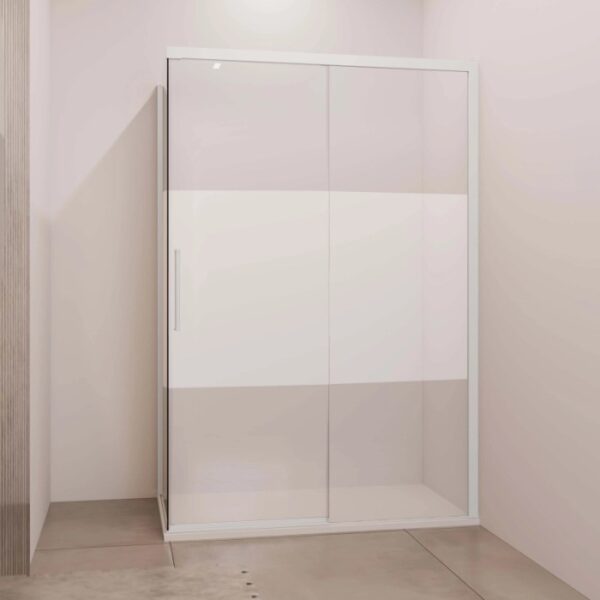 Porta scorrevole sx doccia Lux con fisso 117/120 cm bianco opaco