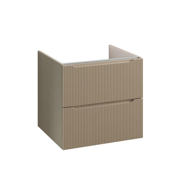 t.b.t. Mobile bagno sospeso beige con frontale a righe.