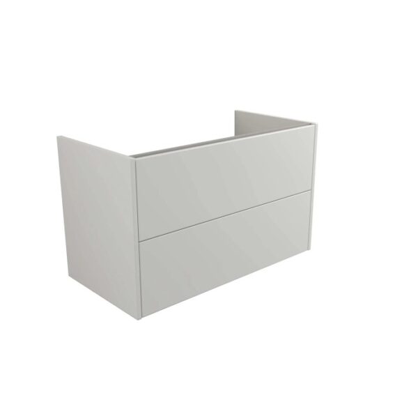 Mobile bagno sospeso grigio con due cassetti.