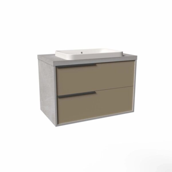 Mobile bagno base lavabo sospeso Kora 81x65x46 cm grigio spat tortora opaco