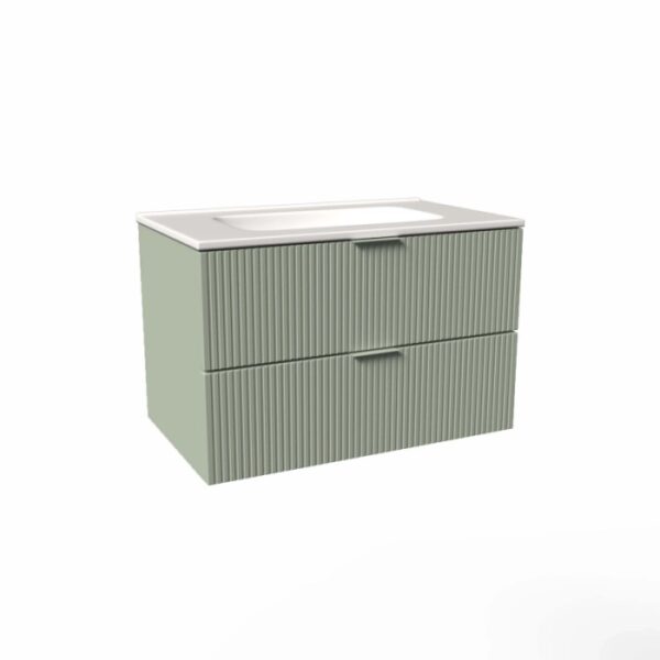 Mobile bagno base lavabo sospesa cannettata H51xL81xP46 cm Salvia Opale
