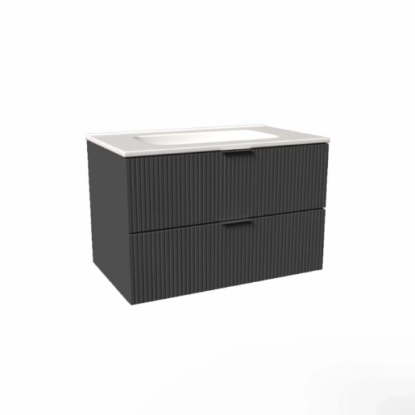 Mobile bagno base lavabo sospesa cannettata H51xL81xP46 cm Grafite Opale