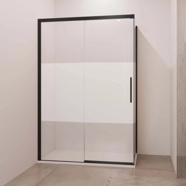 Porta scorrevole dx doccia Lux con fisso 137/140 cm nero opaco
