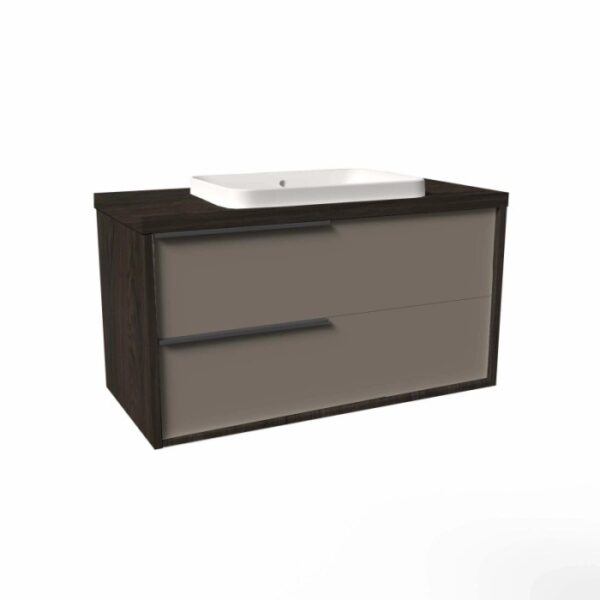 Mobile bagno base lavabo sospeso Kora 81x65x46 cm olmo caffè tortora opaco