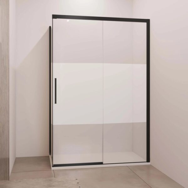 Porta scorrevole sx doccia Lux con fisso 97/100 cm nero opaco