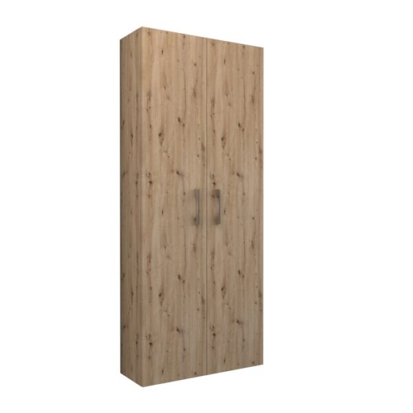 Mobile alto in legno per set di mobili da bagno. Armadio da bagno per l'arredamento del bagno.