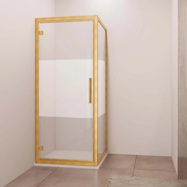 Porta battente reversibile doccia Lux 77/83 cm oro spazzolato