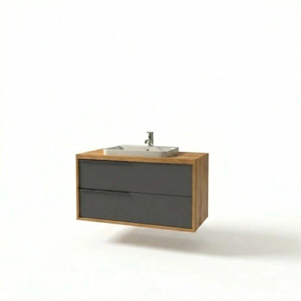 Mobile bagno base lavabo sospesa Kora H65xL101xP46 cm Noce Grafite