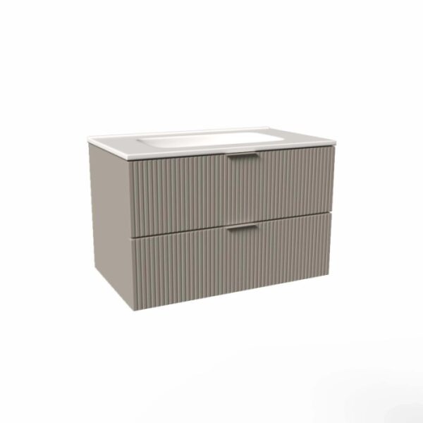 Mobile bagno base lavabo sospesa cannettata H51xL101xP46 cm Tortora Opale