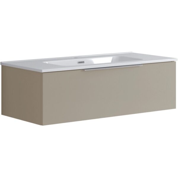 Mobile bagno t.b.t. beige con lavabo bianco.
