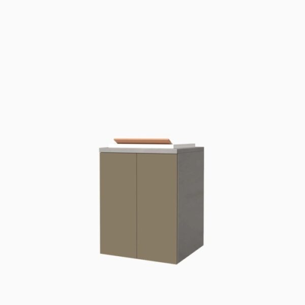 Mobile lavatoio sospeso vasca in ceramica H91xL71xP65 cm Pietra Tortora