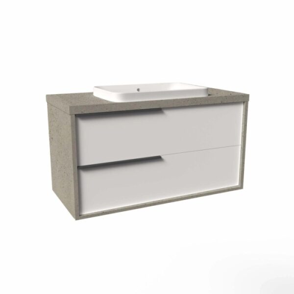 Mobile bagno base lavabo sospesa Kora H65xL101xP46 cm Pietra bianco Opale