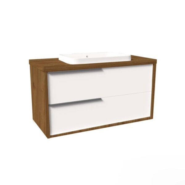 Mobile bagno base lavabo sospesa Kora H65xL101xP46 cm Noce e bianco lucido