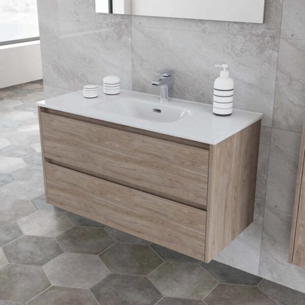 Mobile bagno base lavabo sospesa Ness 101 2/C natural gray 101x46 cm