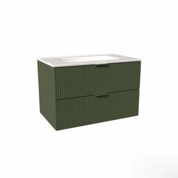 Mobile bagno base lavabo sospesa cannettata H51xL101xP46 cm Verde Opale