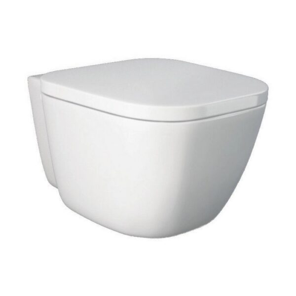 WC sospeso bianco (t.b.t.) per bagni moderni.