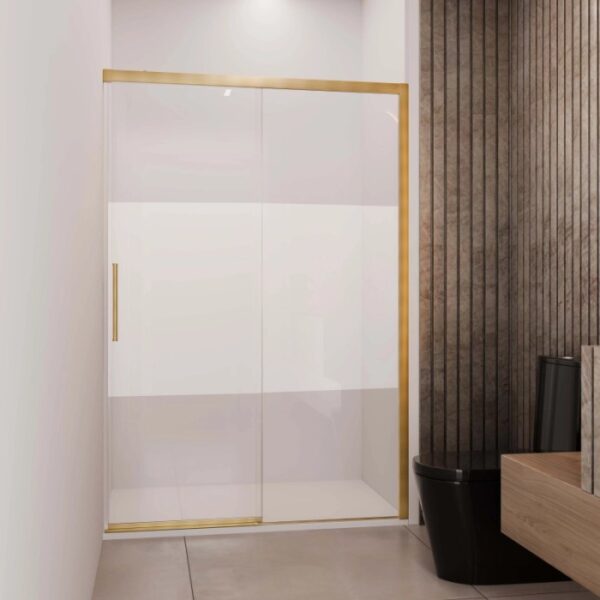 Porta scorrevole dx doccia Lux 107/110 cm oro spazzolato