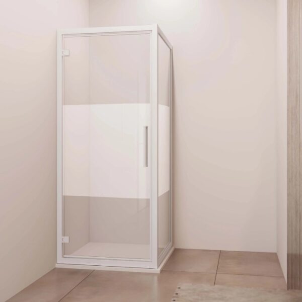 Porta battente reversibile doccia Lux 77/83 cm bianco opaco