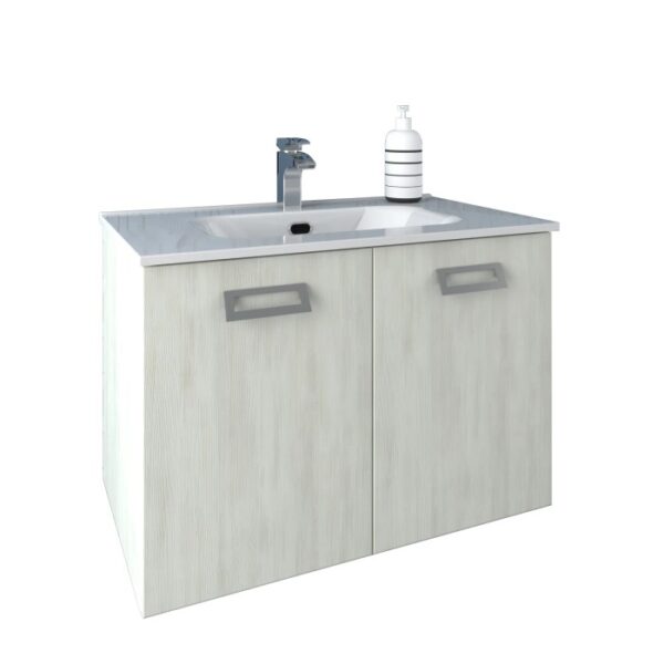 t.b.t. Mobile bagno con lavabo e rubinetto.