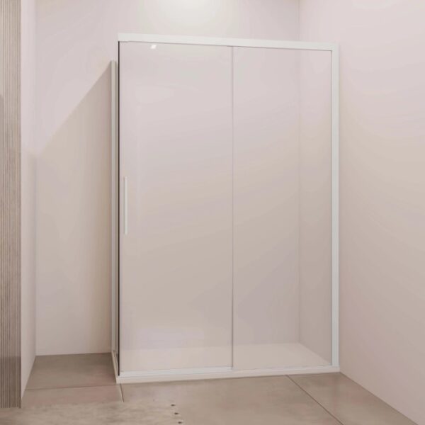 Porta scorrevole doccia Lux dx fisso est. 97-100 cm bianco trasparente
