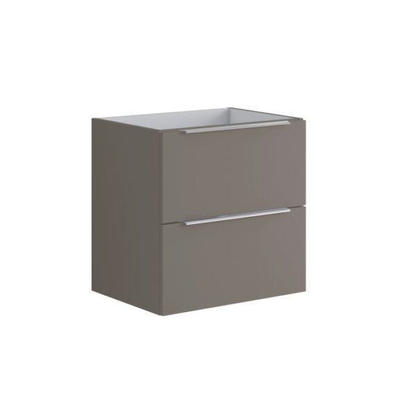 Mobile bagno sospeso grigio con due cassetti.