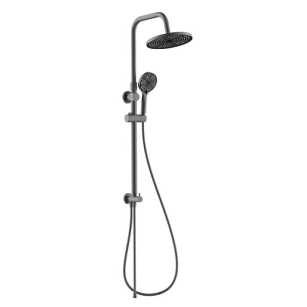 Colonna doccia t.b.t. con soffione e doccetta in grigio.