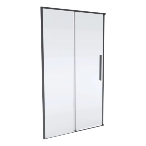 Box doccia t.b.t. con porta scorrevole e telaio nero.