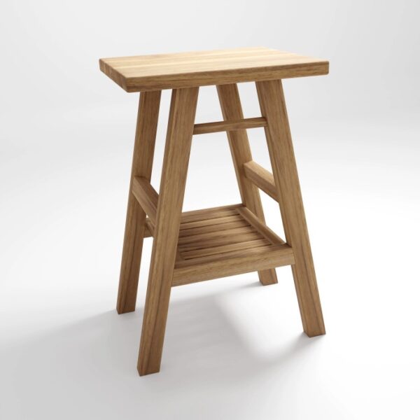 Sgabello in legno per mobili bagno, ripiano, in legno massello