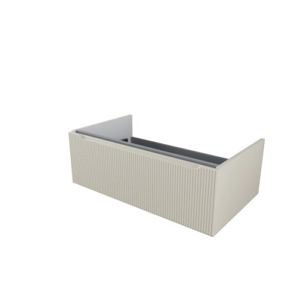 t.b.t. Mobile bagno sospeso beige con frontale a righe.