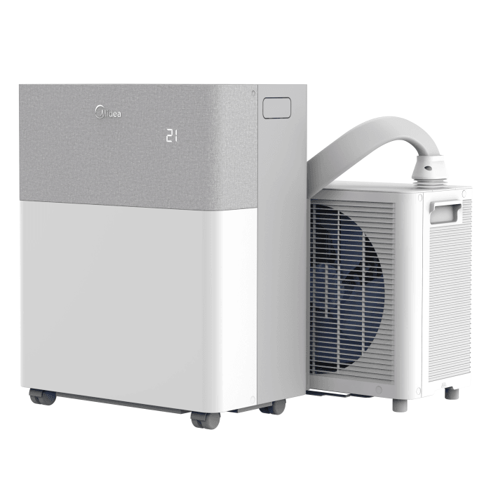 Midea PortaSplit condizionatore mobile con unità esterna, bianco/grigio, per interni fino a 42m².