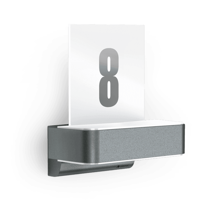 Lampada da esterno LED Steinel L 820 SC antracite con pannello numero civico