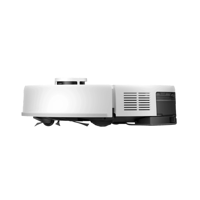 Mova E20 Plus robot aspirapolvere e lavapavimenti bianco, vista laterale.