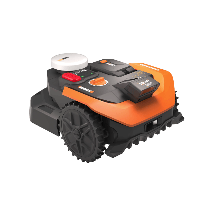 Robot rasaerba Worx M650 WR365E Landroid Vision Cloud, vista laterale.